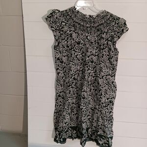 Loft Womens Garden Ruffle Cap Sleeve Floral Tiered Swing Dress Multi Size Medium